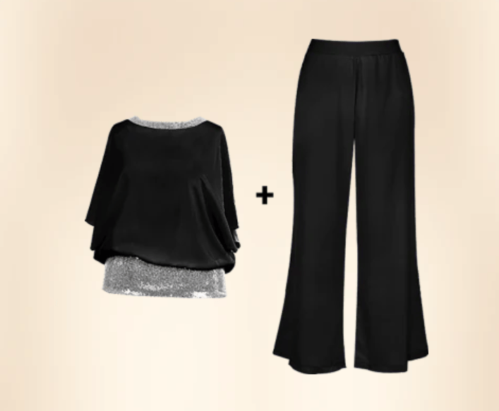 Sequined Colorblock Elegant Two-piece Set(50% OFF)