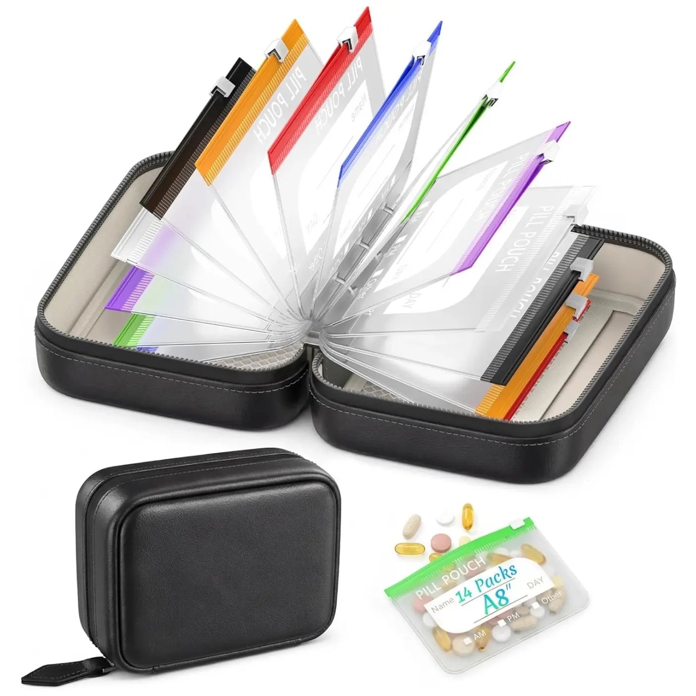 🔥💊 A8 Waterproof Pill Case Set – For 7 to 14 Days of Medication & Vitamins 💧 Waterproof & Shatterproof