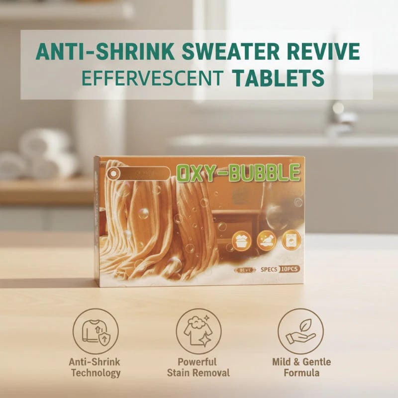 ✨🧶 Sweater Revive Effervescent Tablets – Anti-Shrink, Restores Softness & Safe for Colors 🧺