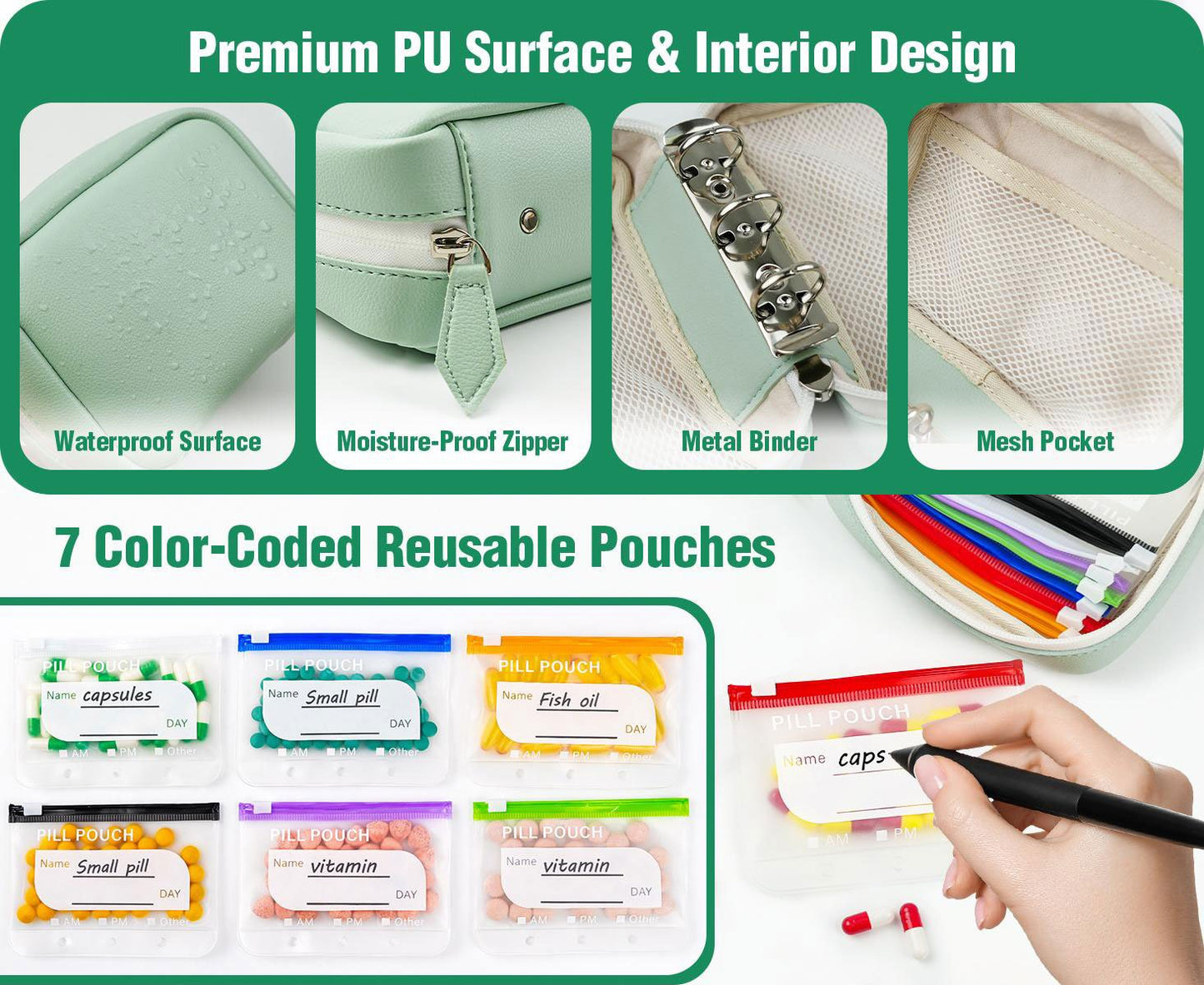 🔥💊 A8 Waterproof Pill Case Set – For 7 to 14 Days of Medication & Vitamins 💧 Waterproof & Shatterproof