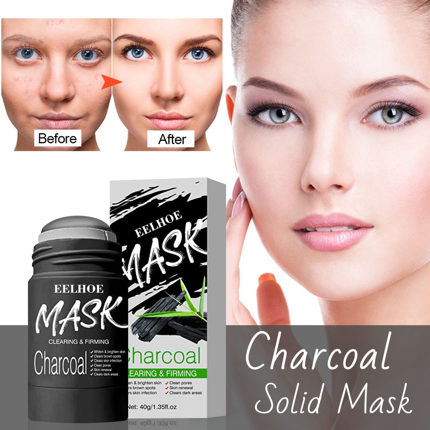 Green Tea Mask Clay Stick Face Mask Skin Care Poreless Deep