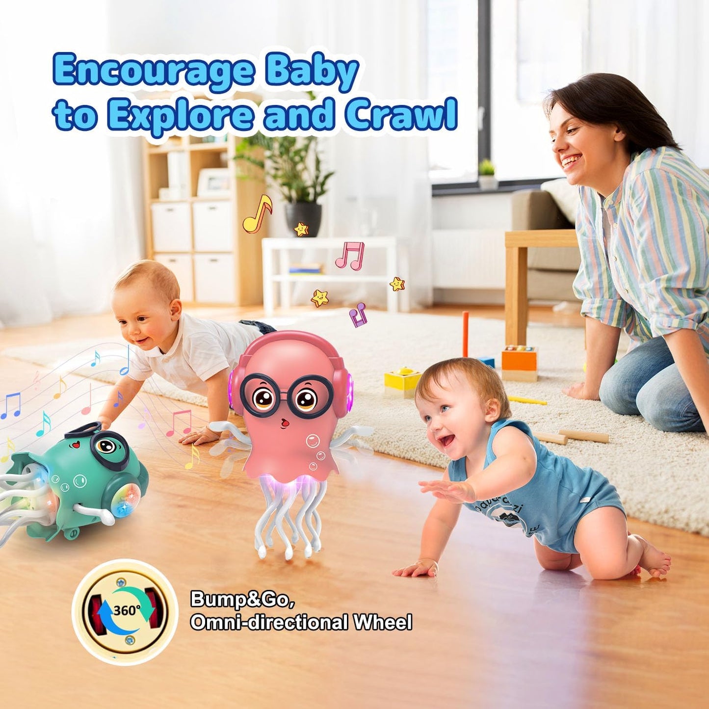 🏆Hot Sale⚡Magic Dancing Octopus Toy： LED Lights, Music & Smart Obstacle Avoidance