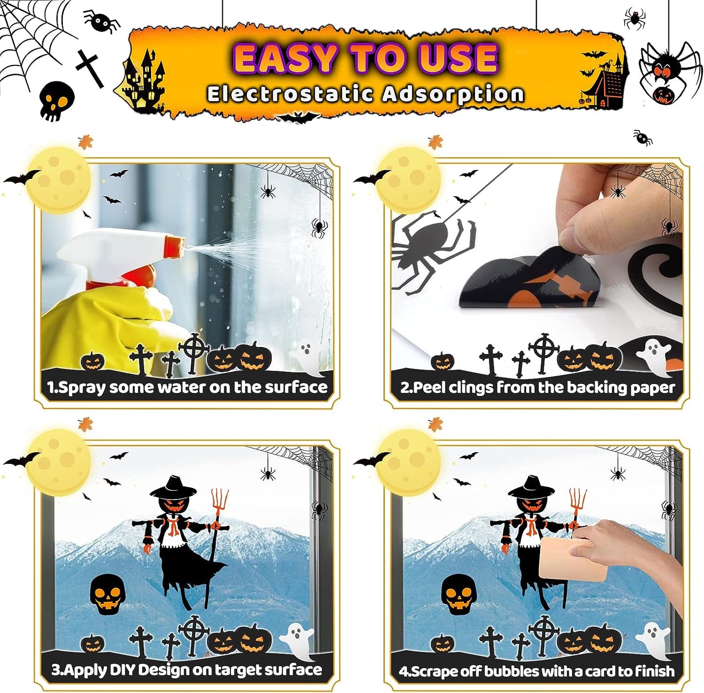 Halloween window stickers static decorative stickers