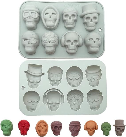 Pack of 2 chocolate mold silicone skull silicone mold Halloween candle epoxy mold